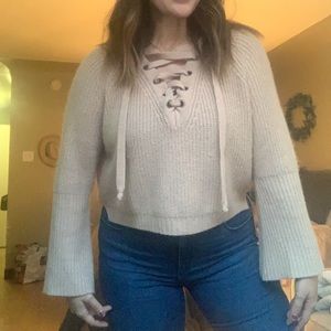 Cute Criss Cross Sweater in Nude